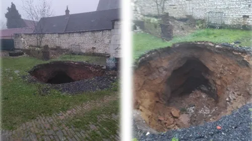 Berles au bois : Un impressionnant affaissement de terrain